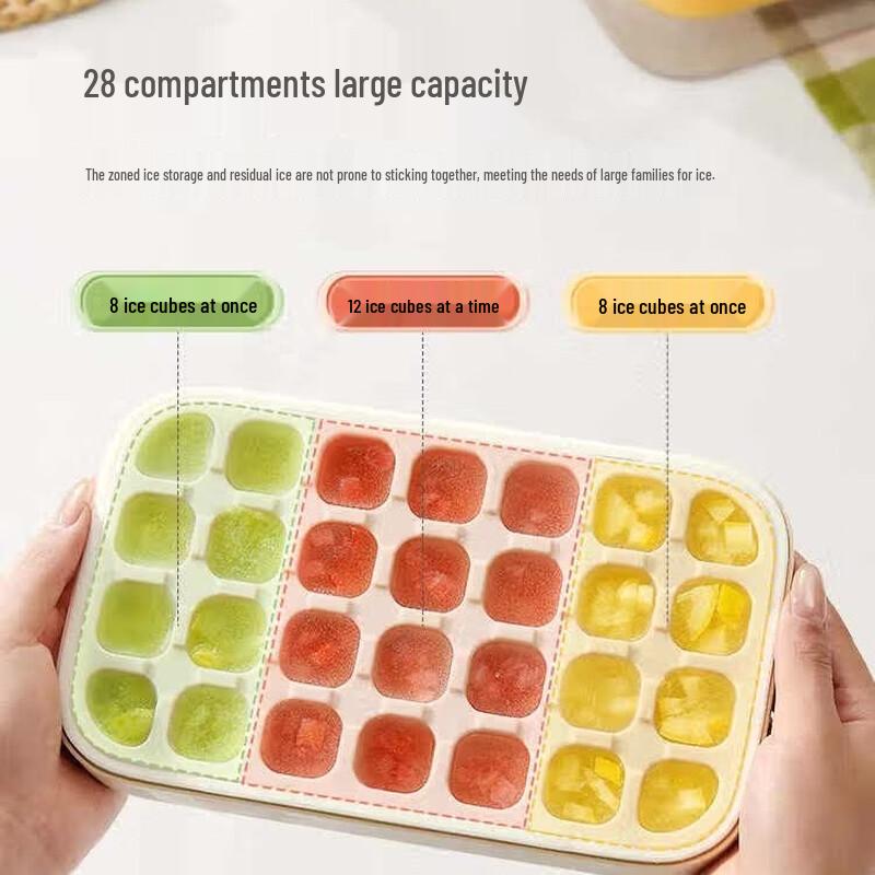 ecoco Quantitative Press-Type Ice Cube Tray with Lid