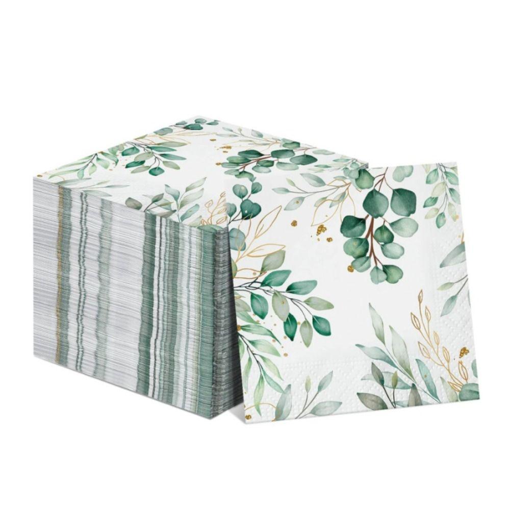 Elegant Disposable Paper Napkins Green Hotel Tableware Restaurant Hand Towels  Birthday