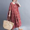 Хлопок лен плюс размер винтажные платья с цветочным принтом осенняя одежда женщины повседневное свободное длинное летнее платье