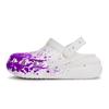 Crush Clog EVA Aged Fluid Splash Ink Personality Stepping On Feeling Gift Box Hole Shoes Unisex White and Purple
