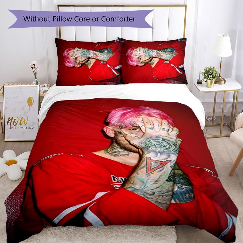 Neon Style Lil Peep 3pcs Bedding Set Duvet Cover Closure Includes 1 Duvet Cover & 2 Pillowcases for All Seasons Bedroom Home Dorm Decor