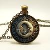 Witchcraft Moon and Sun Glass Cabochon Pendant Necklace Women's Necklace Jewelry