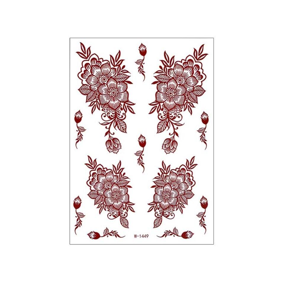 Lace Fake Tattoo Temporary Tattoo Red Mehndi Stickers Body Art Sticker Henna Tattoo Stickers Girls