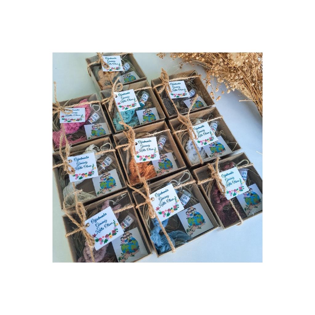 10 штук ко Дню учителя, ко Дню матери, оптовая продажа, подарочная упаковка, брелок для ключей в стиле макраме-шоколадный набор Madlen