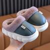 Детские водонепроницаемые хлопковые тапочки из ПУ-кожи, нескользящие, с утолщенной мягкой подошвой для родителей и детей, для дома/улицы, Осень/Зима