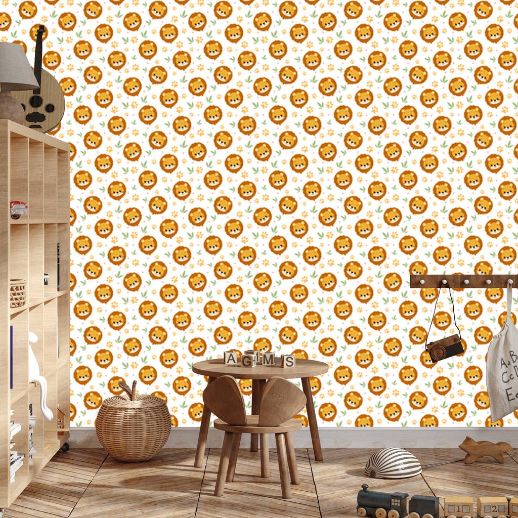 Lions Wallpaper White and Gold for Living Room and Bedroom 50x1000