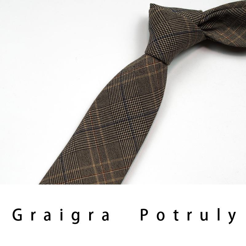 Qiandongge Suit And Tie Men'S Striped 8Cm Casual Tie Coffee Gray Dark Green Retro Work Plaid