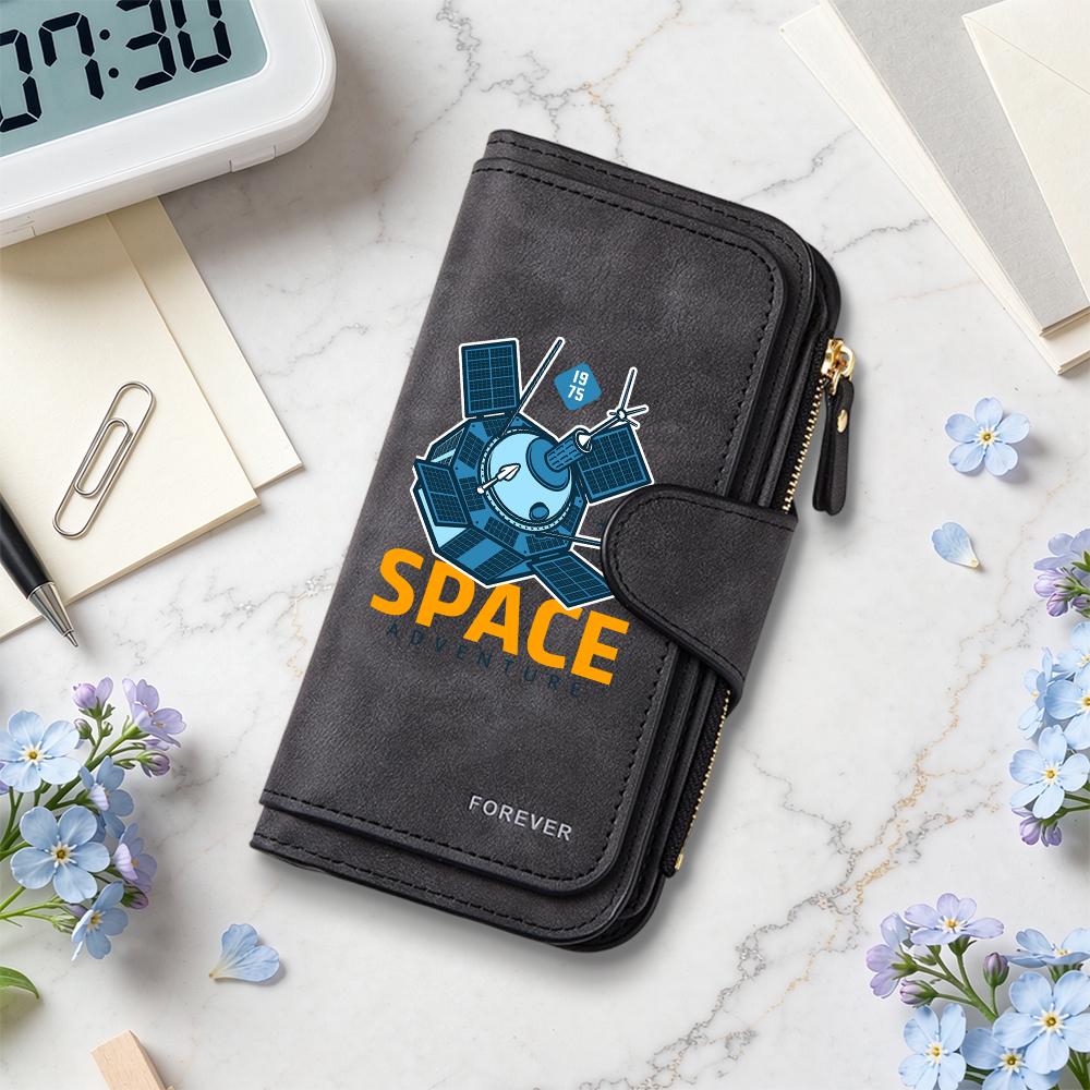 Stylish Space Theme Long Wallet Durable Casual Daily Use Purse Multi Card Slot