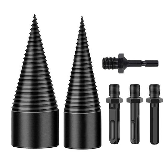 Набор сверл для дров Сверхпрочный колун для дров Съемные электросверла Винтовой конус Инструмент-насадка Инструмент для заготовки дров для колки дров