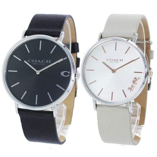 Coach Pair of Watches with Storage Boxes, Set of Two, In Black and Gray, Stylish Leather, Simple Design, Perfect for Birthdays or Other Special Occasi