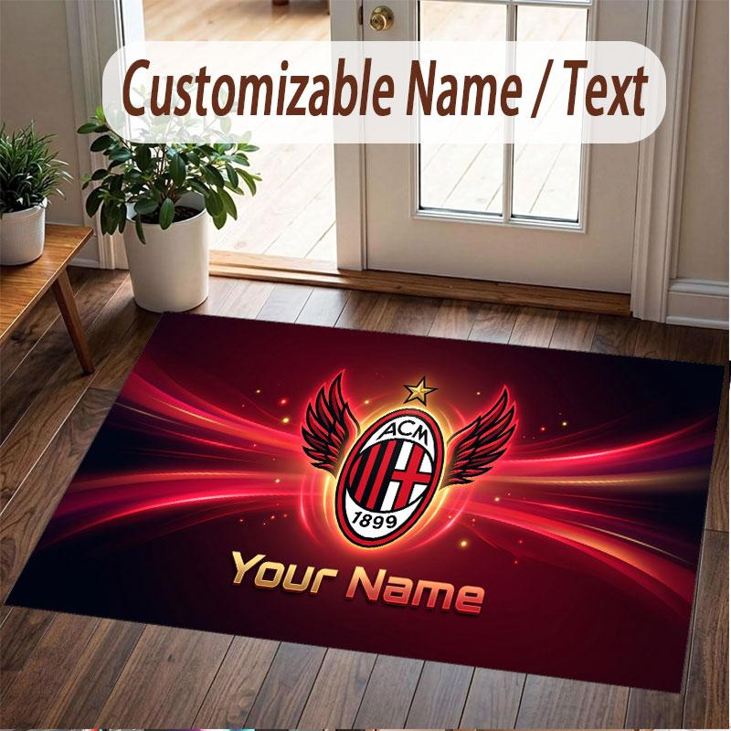 Custom Rug AC Milan Pattern Print Name Text Soft Non‑Slip Floor Carpet for Home Indoor Decoration