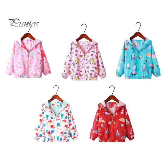 Пальто для девочек, детский плащ с капюшоном и длинными рукавами, с эластичными манжетами, солнцезащитная ветрозащитная куртка на молнии