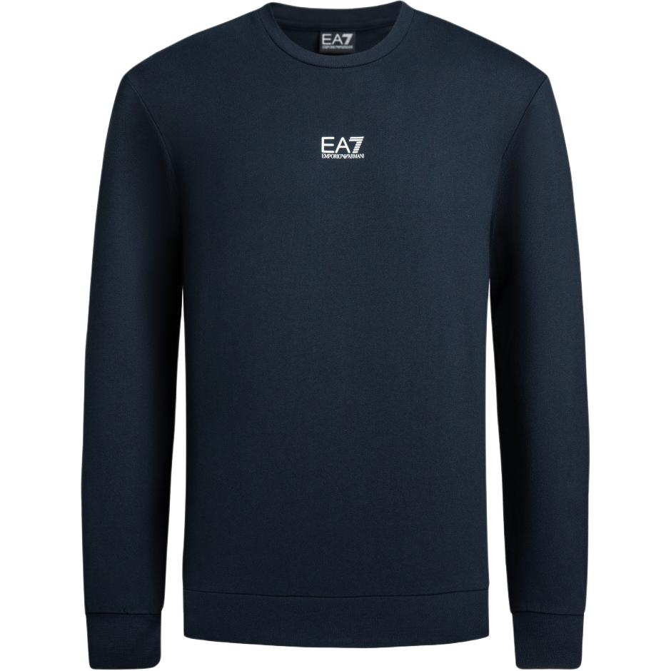 Emporio Armani EA7 Осень/Зима 2024 Свитшот с круглым вырезом и длинным рукавом с логотипом Мужской свитшот Темно-синий 8NPM30-PJVRZ-1562