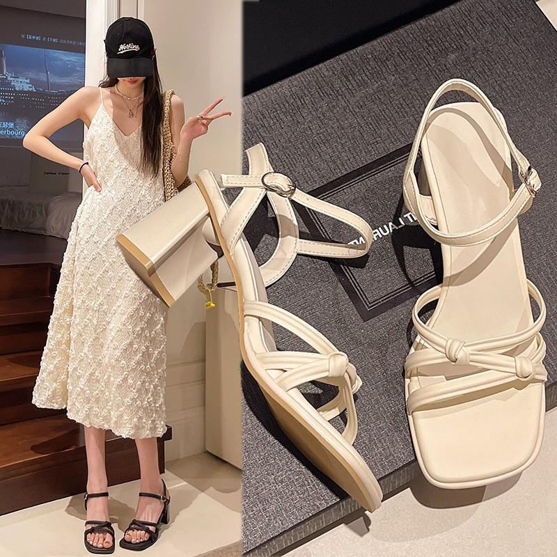 Новые сандалии на толстом каблуке с одним ремешком, женские, на среднем каблуке, на высоком каблуке, повседневные