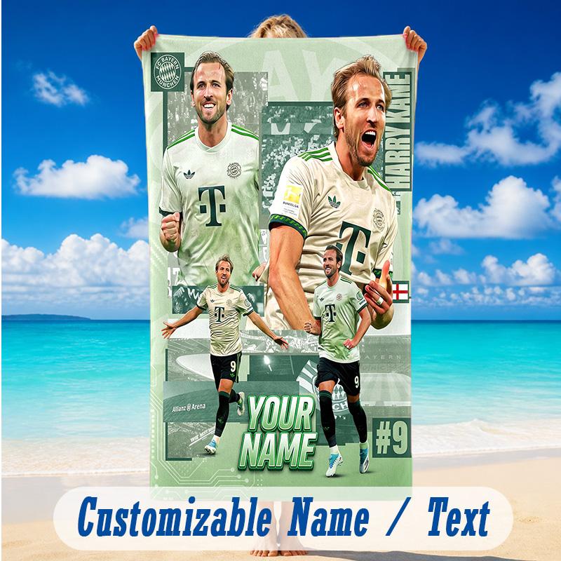 Beach Towel Custom Name Text, Quick Dry Large Towel For Beach HomeHarry Kane