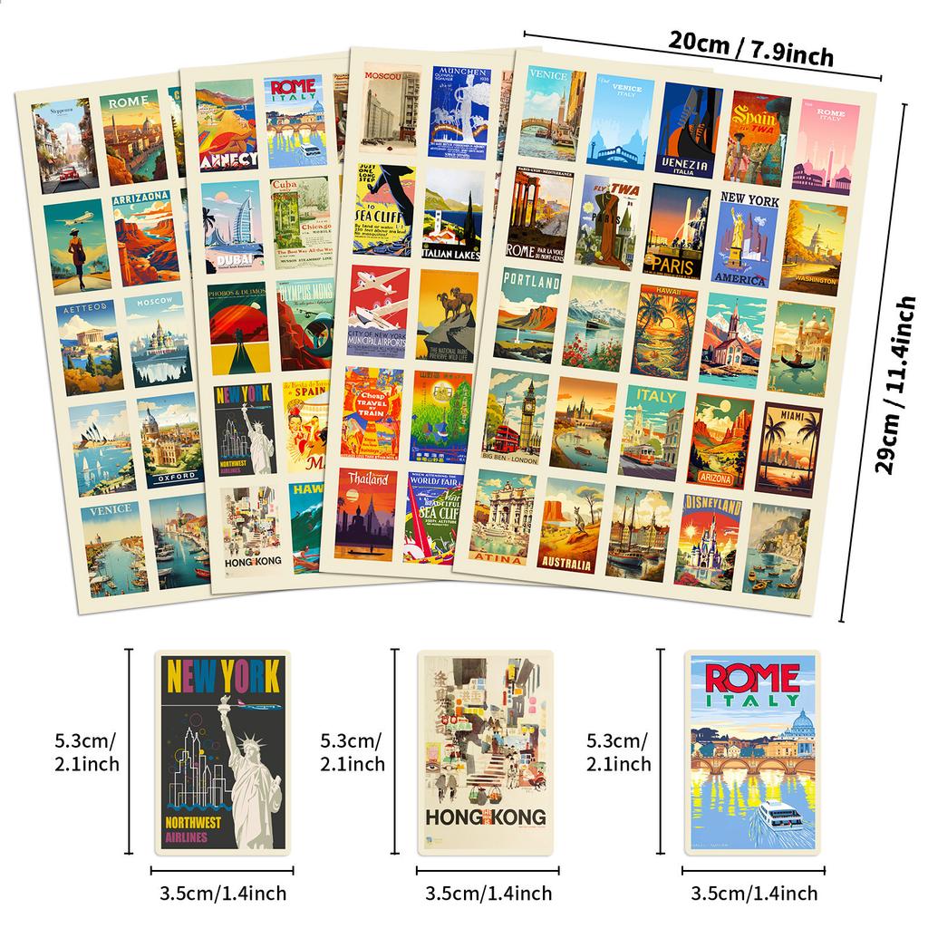 100 Stickers Landscape Poster Style Theme Stickers Shein World Landscape Poster Stickers