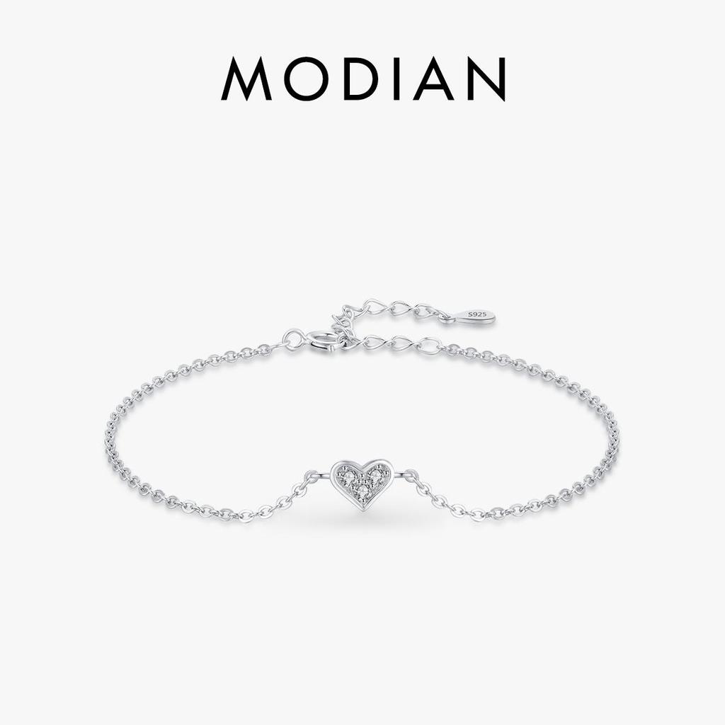 MODIAN New Design 925 Sterling Silver Heart CZ Bracelet Fashion Crystal Wedding Lady Classic Romantic Jewelry