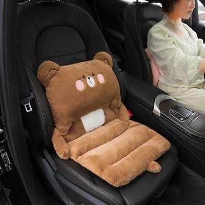 Подушка для автомобиля Зимняя плюшевая подушка для сиденья салона автомобиля Милая мультяшная поясничная подушка Утепленная теплая подушка для сиденья для женщин