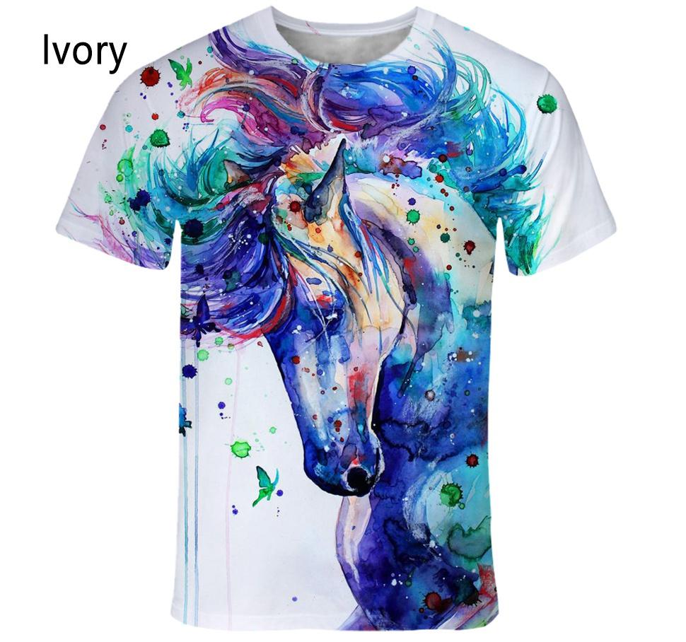 Новая Модная 3D Печатная Футболка с Изображением Животного Лошади Мужская и Женская Летняя Повседневная С коротким Рукавом Харajuku Уличная Рубашка Топы