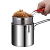 Фритюрница из нержавеющей стали с фильтром-корзиной, удлиненной ручкой, мини-фритюрница для эффективного приготовления пищи, многофункциональная масляная кастрюля для жарки, приготовления на пару, кипячения