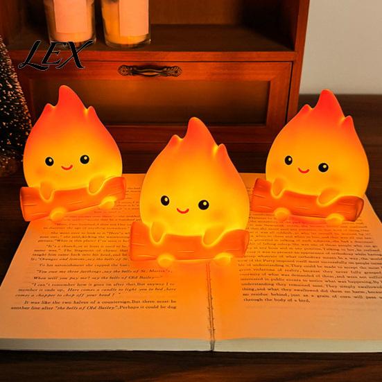 Small Bedside Light for Nighttime Cartoon Fake Campfire Night Light, Cute Warm Glow Portable Nursery Sleep Ornament, Cozy Lamp And Reading Dorm