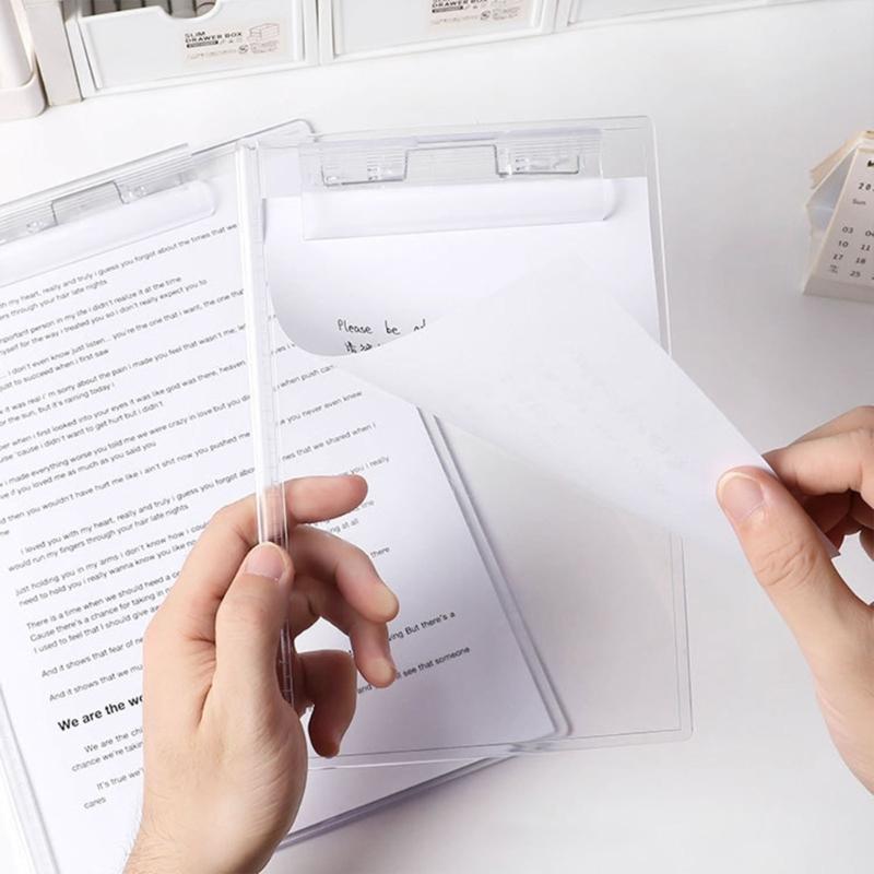 Буфер обмена Акриловый прозрачный буфер обмена Держатель для бумаги Доска для письма с зажимом для документов в форме заметок