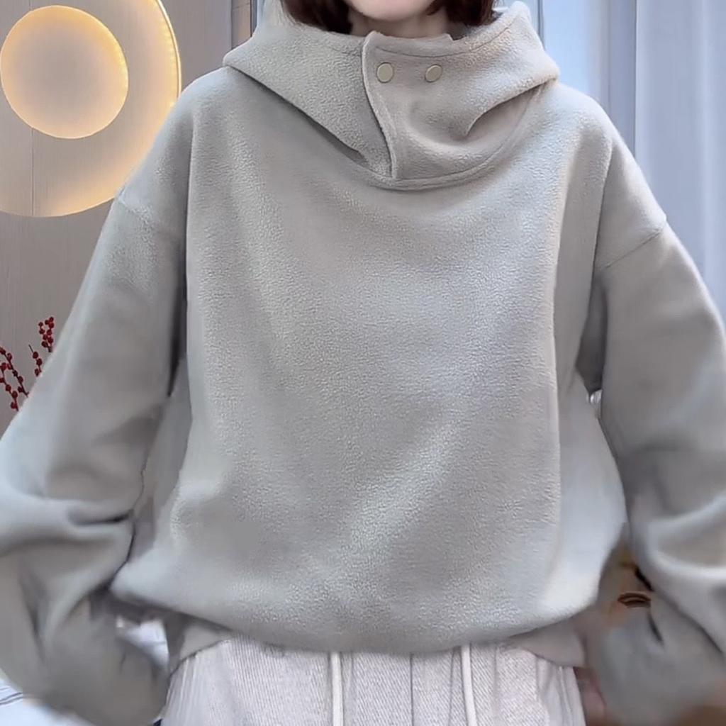 Осень-зима Новые модные толстовки с капюшоном с длинным рукавом Женская одежда Повседневная корейская универсальная теплая простая трендовая одежда Топы