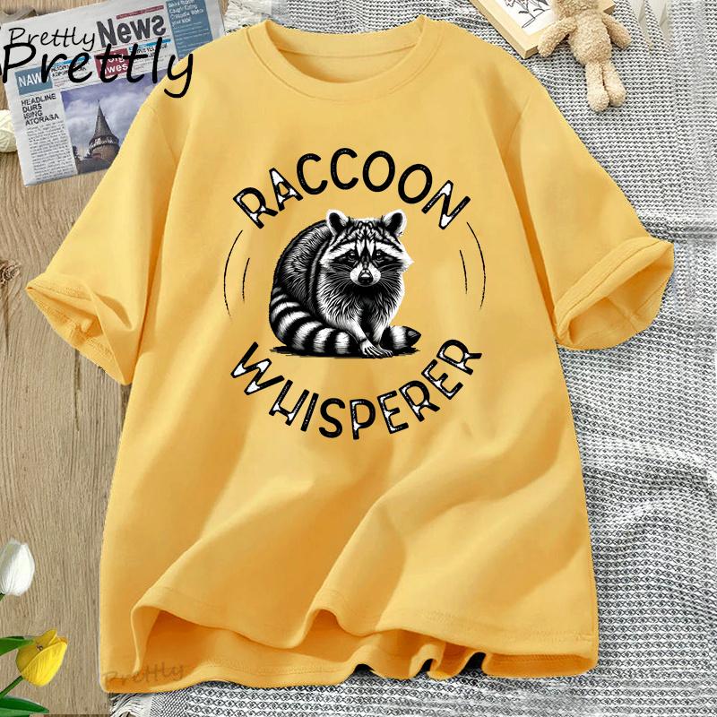 Funny Animal Lover T Shirt Raccoon Whisperer Wildlife TShirt Casual Oneck Round Collar ShortSleeve Couple White Top Tees