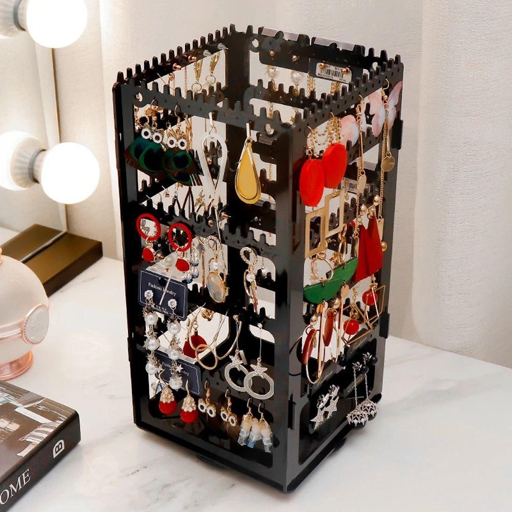 Rotating Necklaces Rings Holder Large Capacity Jewelry Storage Box  Earring Organizer