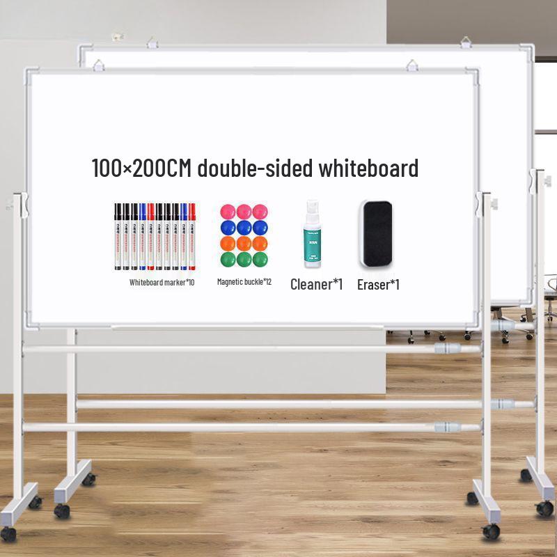 Double-Sided Mobile Easel Whiteboard/Blackboard for Home or Office Use