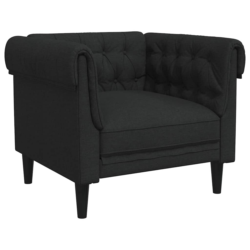 Chesterfield Armchair Black Fabric