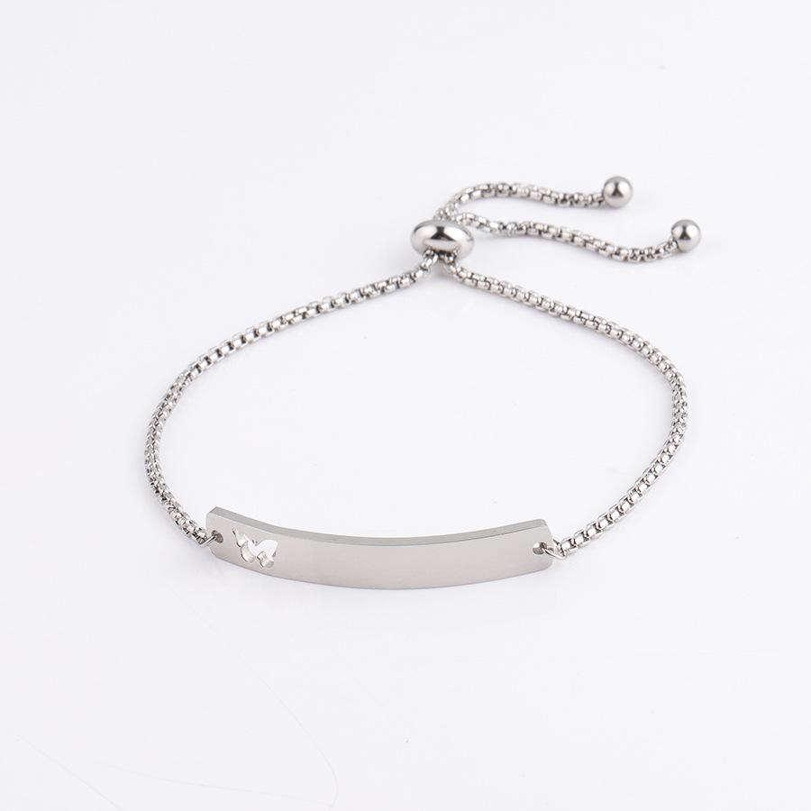 Curved Bracelet Hollow Butterfly Pattern Laser Lettering DIY Stainless Steel Bracelet