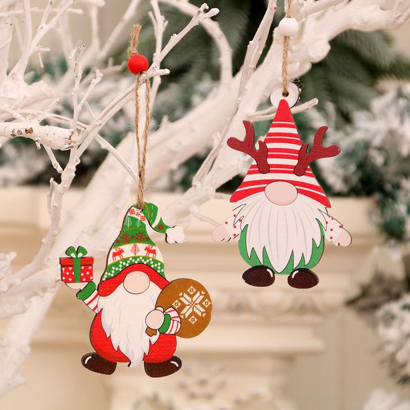 4 Рождественская безликая кукла старика деревянная подвеска подвесные украшения рождественская елка подвеска рождественские украшения