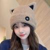 Korean Cartoon Girl Cat's Ears (Steamed Cat-ear Shaped Bread) Women Knitting Hats Cute Casual Wool Hat Plush Ear Protection Warm Hat