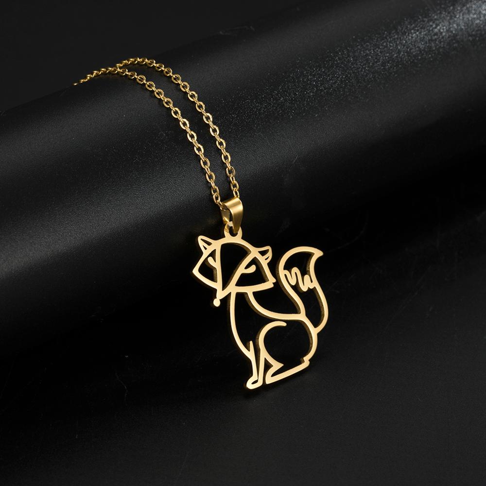 Fox Animal Pendant Necklace Stainless Steel Choker Chain Necklaces Summer Jewelry Best Wishes for Women