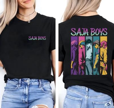 Рубашка Saja Boys, Футболка с принтом из фильма Kpop Demon Hunters, Мерч Охотников на демонов, Двусторонняя футболка, Унисекс