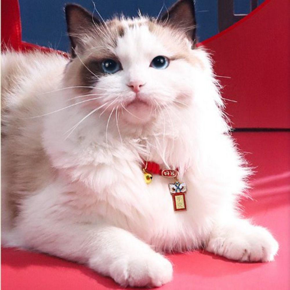 Adjustable Braided Cat Collar Chinese Style Puppy Collar Creative Pet Bell Necklace Photo Props