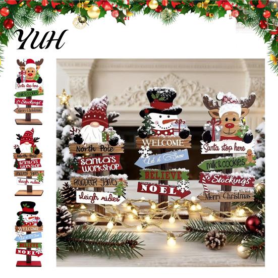 Christmas Home Accents Table Decoration, Rustic Wooden Tabletop Sign, Vintage Farmhouse Decorative Decor Desktop Plaque for Holiday Party Tiered Tray,