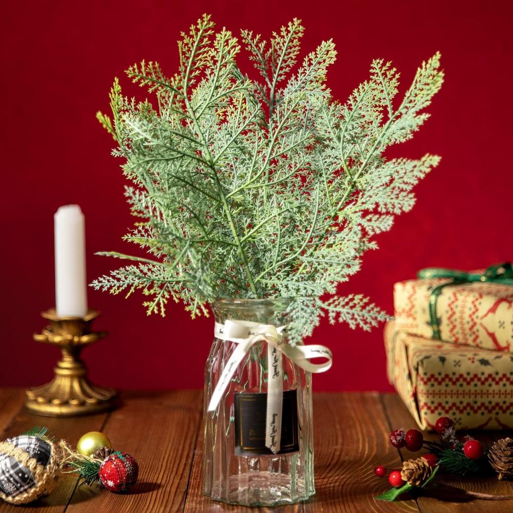 20 Pcs Artificial Leaves Branches 11.8 Inches Pine Stems Christmas DIY Accessories For Home Garden Decoration