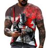Summer Round Neck 3D Knights Templar Print Top Fashionable Casual Short Sleeved Men's T-shirts
