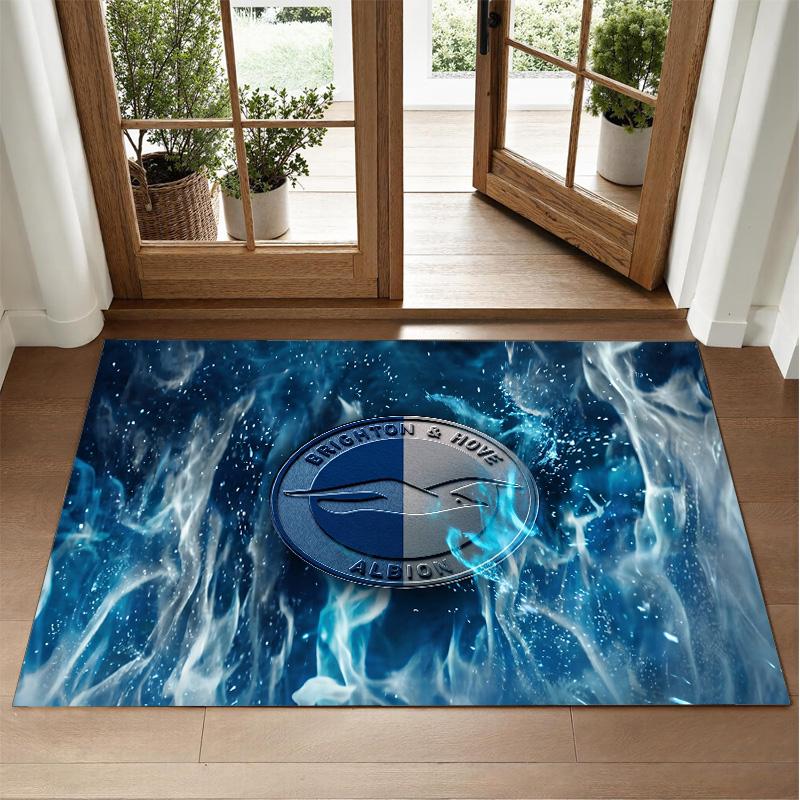 Brighton & Hove Albion Football Design Crystal Velvet Rug Soft Decorative Mat for Bedroom Entrance