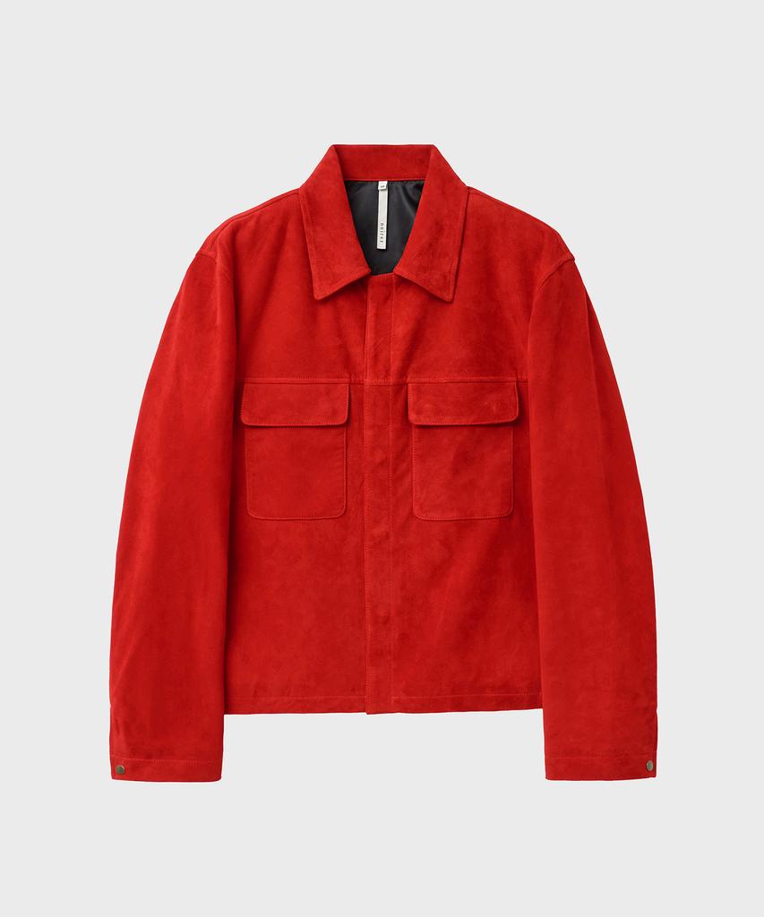 NOIRER Lambs Suede Shirt Jacket (Scarlet Red)