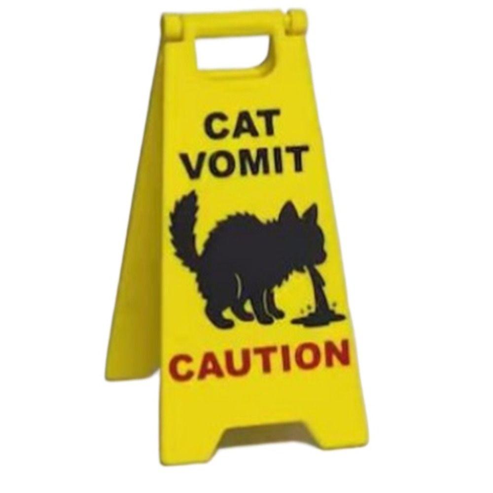 Забавные мини-знаки «Кошачьи какашки» ABS Ярко-желтый Осторожно, перевозбужденный Настольный знак Знаки «Кошачья рвота» Украшения Юмористический декор для кошек