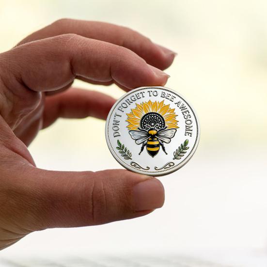 Bee Kind Positivity Commemorative Coin Motivational Bee Challenge Coin Double-Sided Inspirational Collectible Token Gift for Friends Family