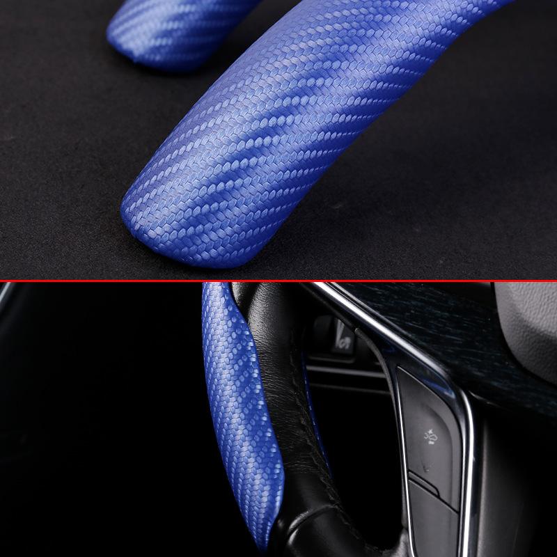 2Pcs Car Steering Wheel Cover Carbon Fiber Steering Wheel Booster Non-Slip Car Handle Protective Cover Car Interior Accessories