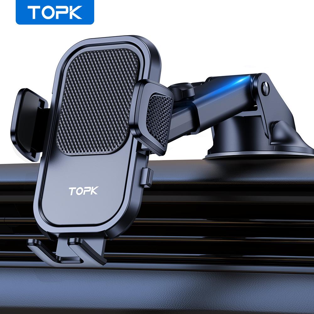 Car Phone Holder Mount TOPK [2025 Upgraded] Dashboard Air Vent Universal Phone Car Mount Compatible with All Cellphones