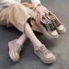 Fashion GKTINOO Sneakers Women Genuine Cow Leather Flats Thick Soled Lace-Up Spring Autumn Lady Casual Flat Shoes Handmade Women Shoes