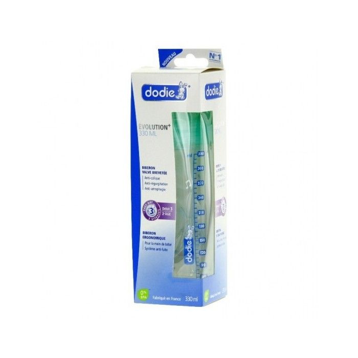 Biberon évolution+ 330ml débit 3 vert décor