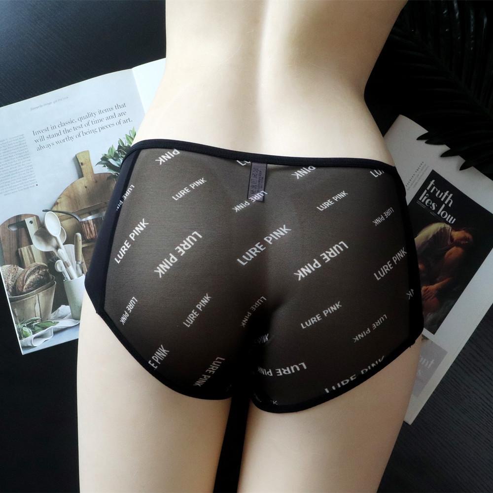 Letter-printed Girls Sexy Breathable Mesh Panties Women's Underwear Mid-waist Air Drying Briefs for Women