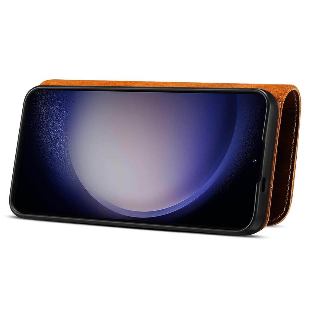 Чехол для Samsung Galaxy S24 с застежкой, из натуральной коровьей кожи + ТПУ, обложка-кошелек для телефона